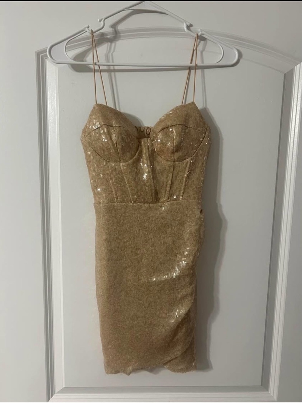 Gold Sequin B-Darlin Mini Dress with Spaghetti Straps